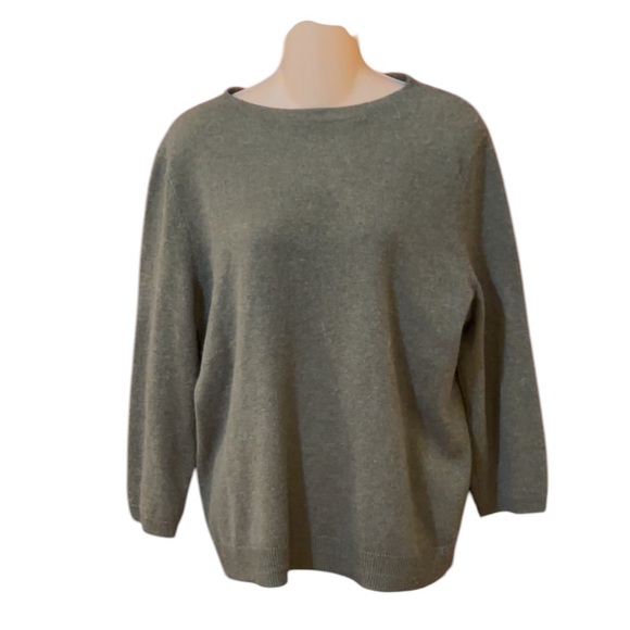 Talbots 100%‎ Pure Cashmere Sweater Green Round Neck 3/4 Sleeve - Picture 1 of 8